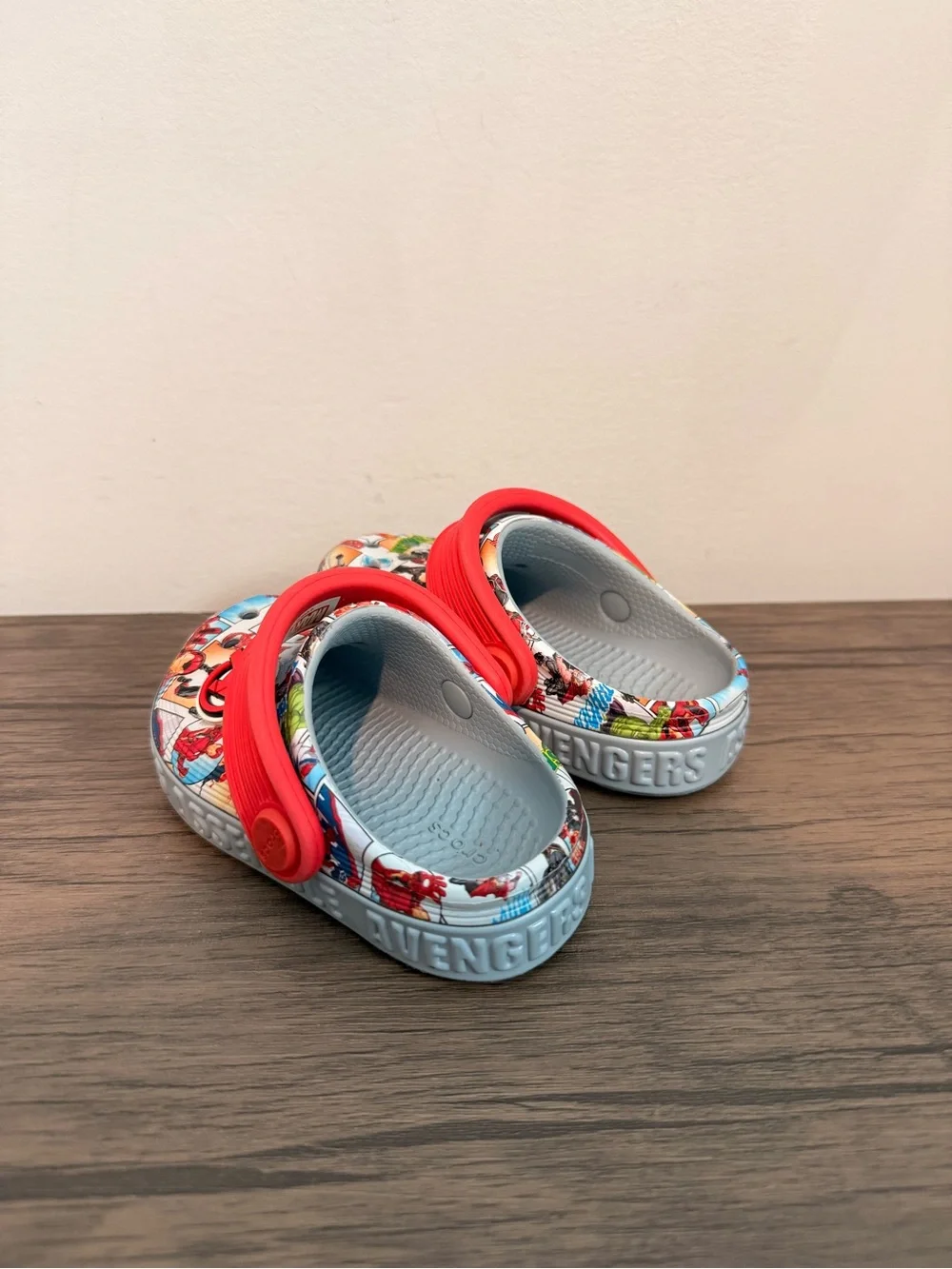 CROCS Kids Marvel Avengers Clog - Red Strap, Multi Character Print